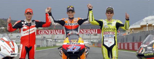 Stefan Bradl, Casey Stoner y Nico Terol/ lainformacion.com/ EFE