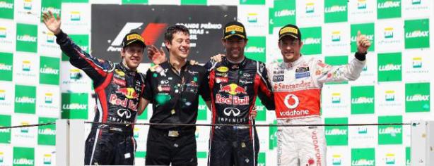 Mark Webber, Sebastian Vettel y Jenson Button/ lainformacion.com/ Getty Images