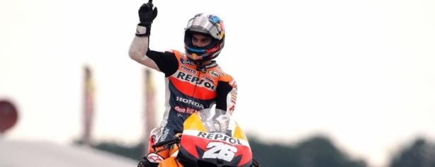 Dani Pedrosa celebra su victoria en Sachsenring