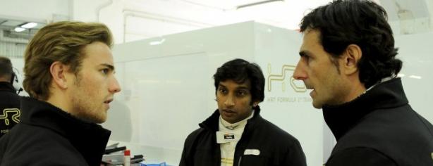 Dani Clos, Narain Karthikeyan y Pedro de la Rosa, pilotos de HRT/ HRT