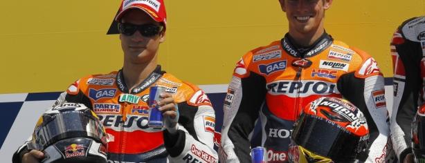 Stoner y Pedrosa en el podio de Indianápolis