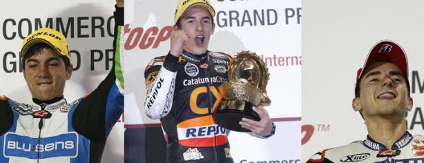 Maverick Viñales, Marc Márquez y Jorge Lorenzo en el podio