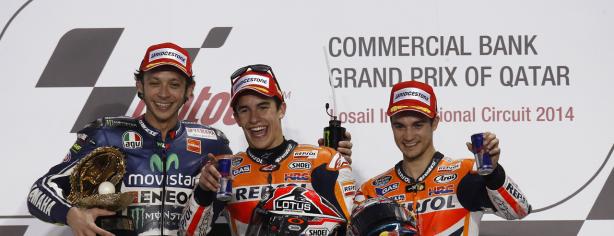 Rossi, Márquez y Pedrosa en el podio de Qatar