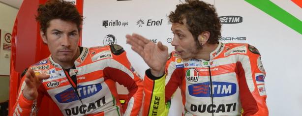 Valentino Rossi y Nicky Hayden en el test de Mugello