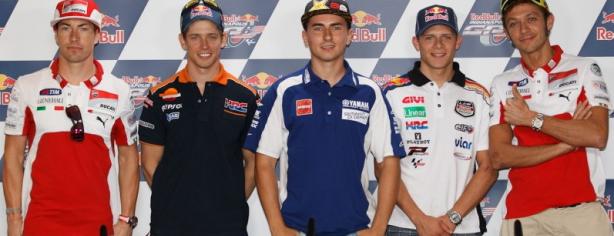 Los pilotos en la rueda de prensa del GP de Indianápolis/ motogp.com